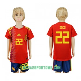 Koszulka Hiszpania Isco 22 Dziecięcy Mistrzostwa Świata 2018 Domowe Stroje Piłkarskie